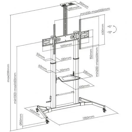 Aisens Soporte de Suelo ECO FT100TE-171 para TV de 60-100 pulgadas